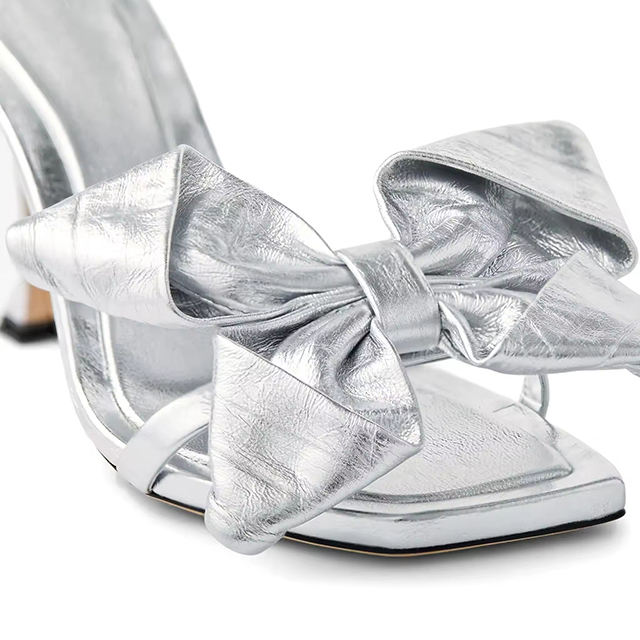 Alessia Bow Square Toe Low Heels