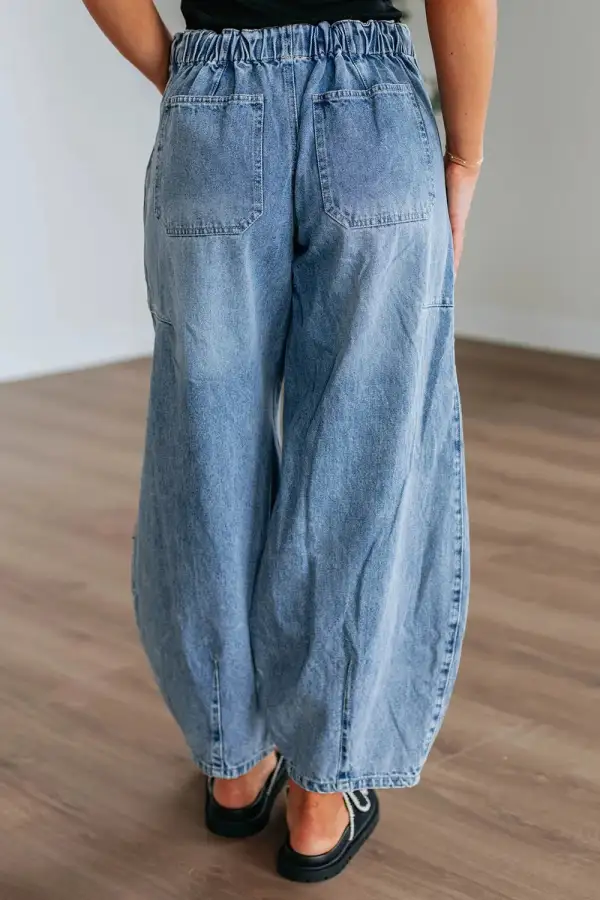 Drawstring Wide Leg Jeans