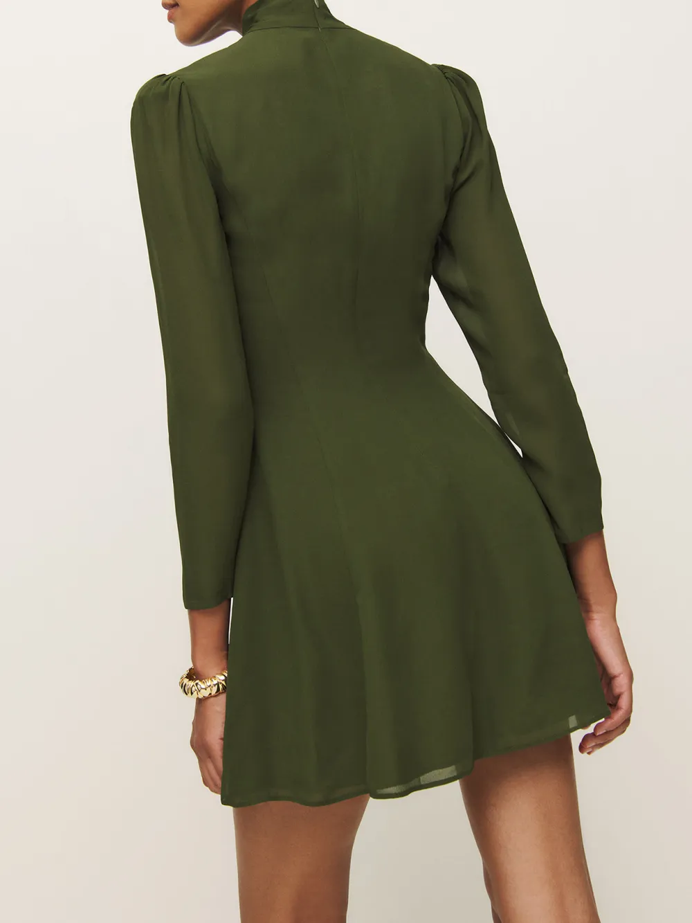 Tie Neck Long Sleeve Mini Dress