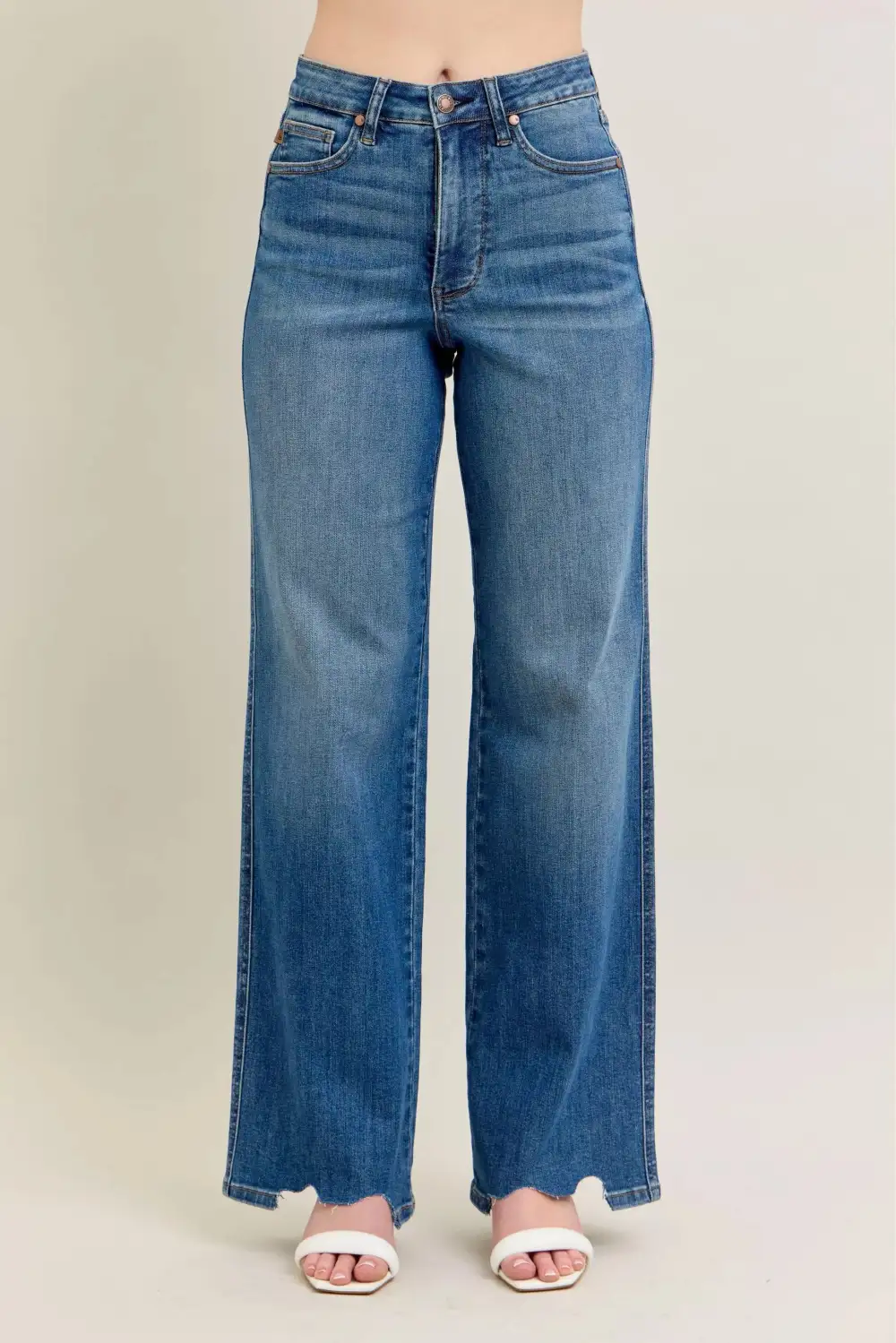 Everyday High Rise Distressed Wide Leg Jeans