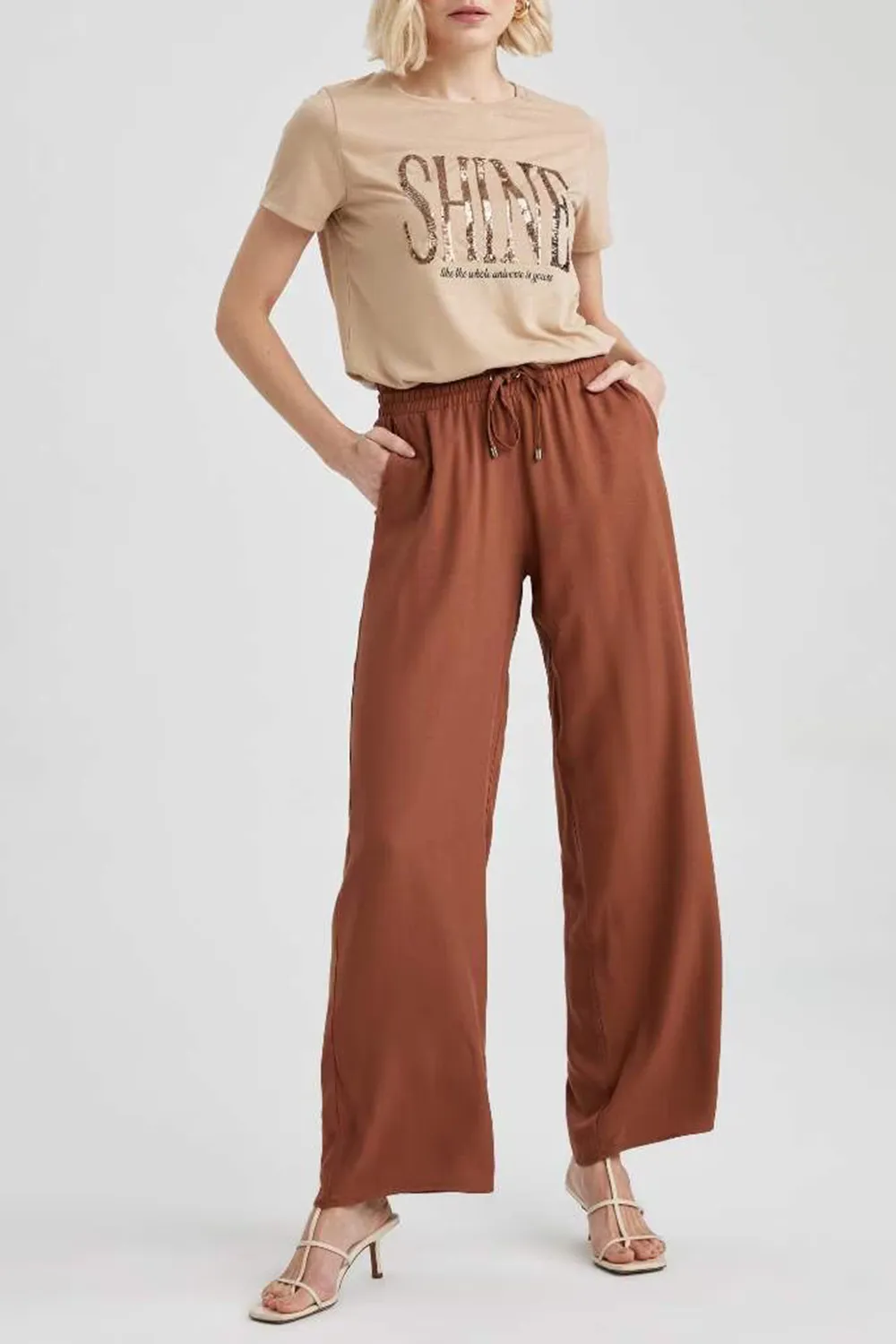 Wide Leg Viscose Trousers