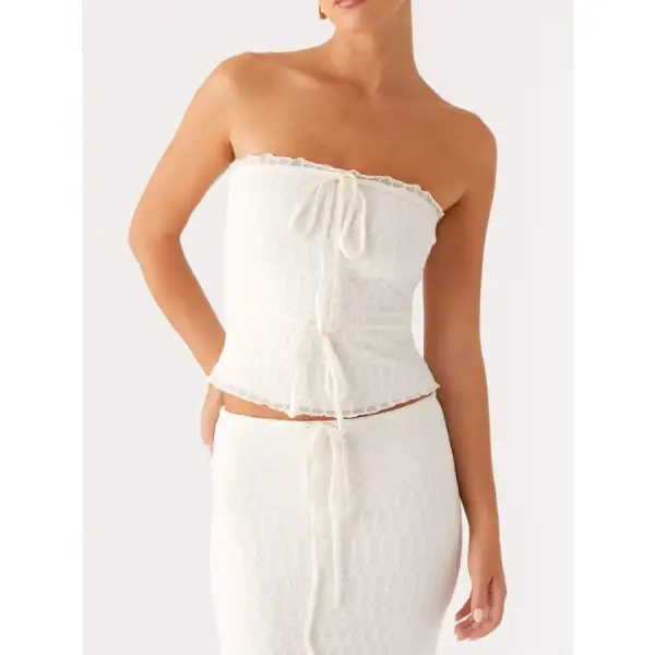 Tie Front Tube Top and Maxi Skirt Set