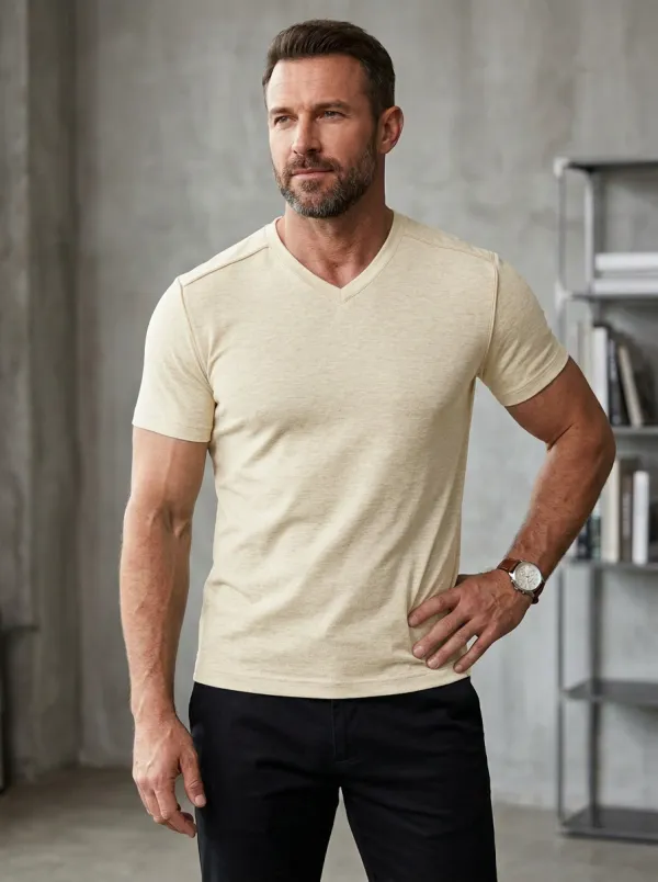 Casual V-Neck Edit Men's Slim Fit Short Sleeve T-Shirt