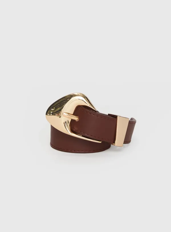 Leather Gold Buckle Belt