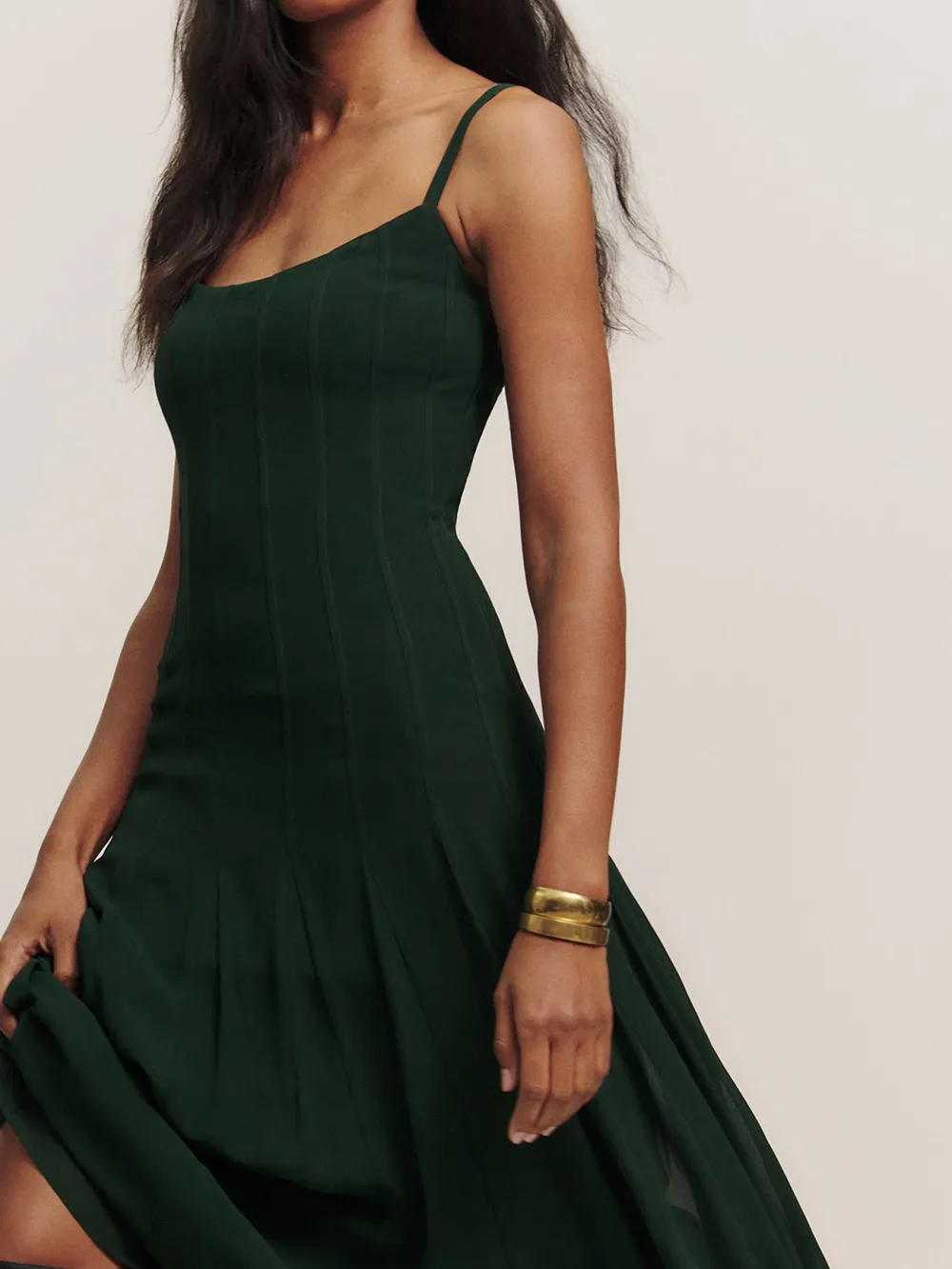 Square Neck Sleeveless A Line Midi Dress