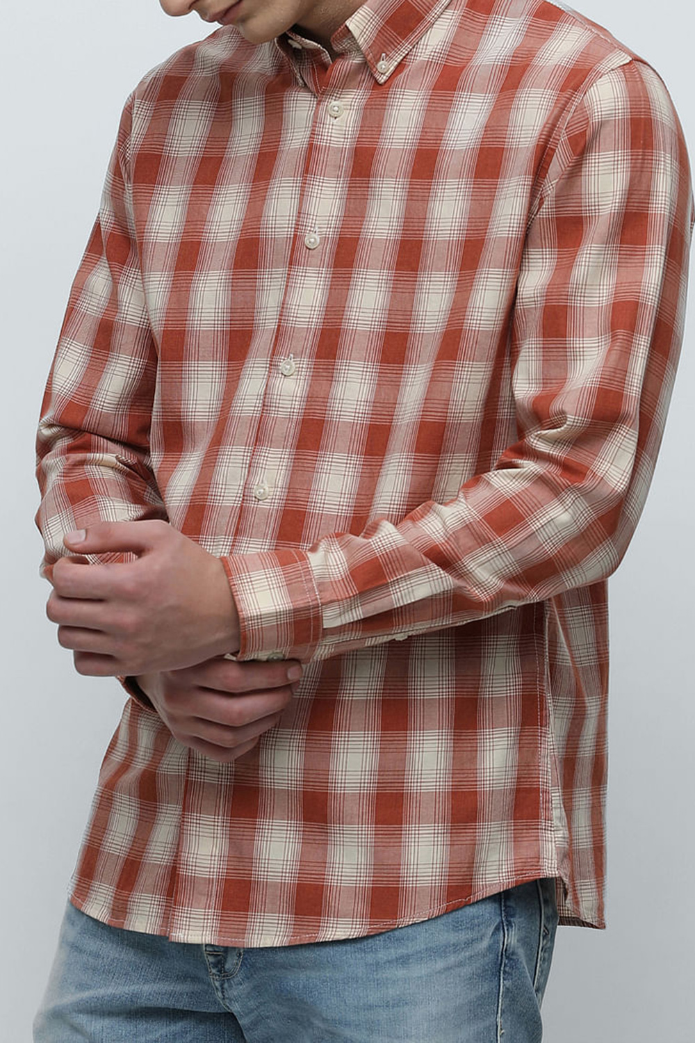 Red 4698 Red Check Button-Down Shirt - OPENLINEWEAR