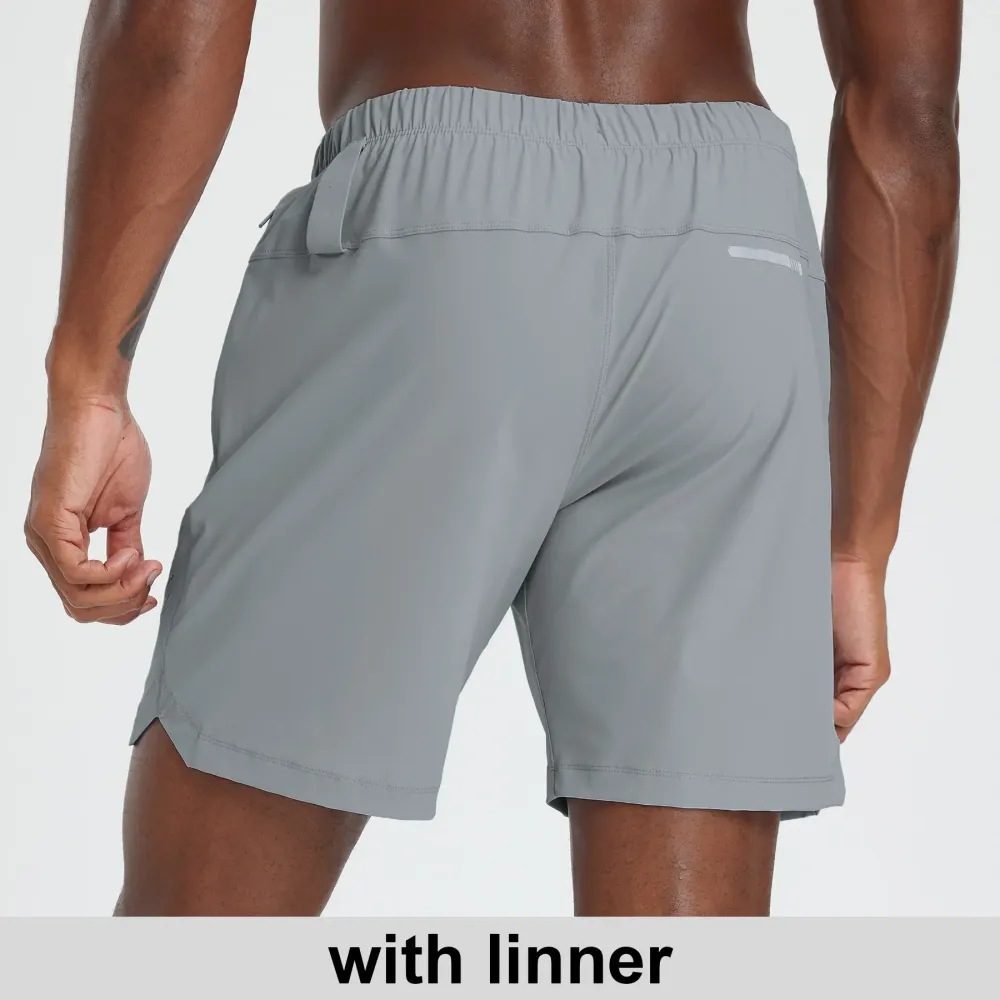 MAELREG Men's 2-in-1 Running Shorts with Liner, Outdoor Hiking Gym Training Shorts, Breathable Athletic Workout Shorts with Towel Hook