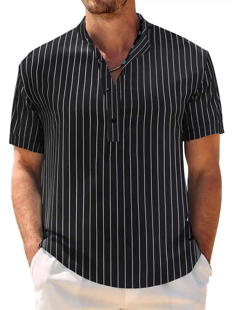 Casual Breathable Hawaiian Henley Shirt