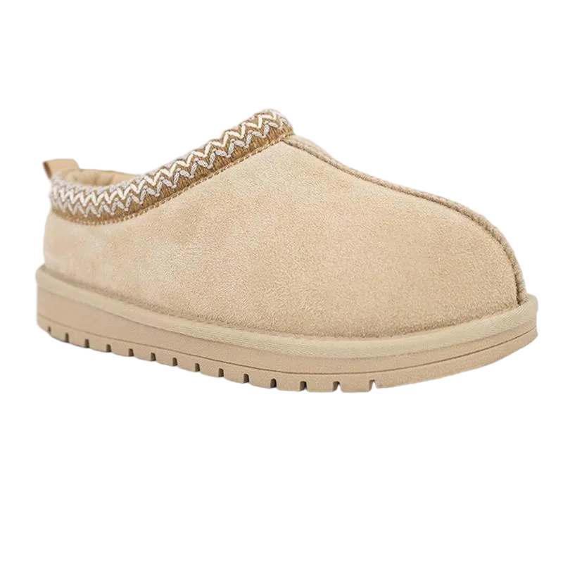 Women's leather outdoor suede slippers, mini heightening boots, short boots with soft fur lining