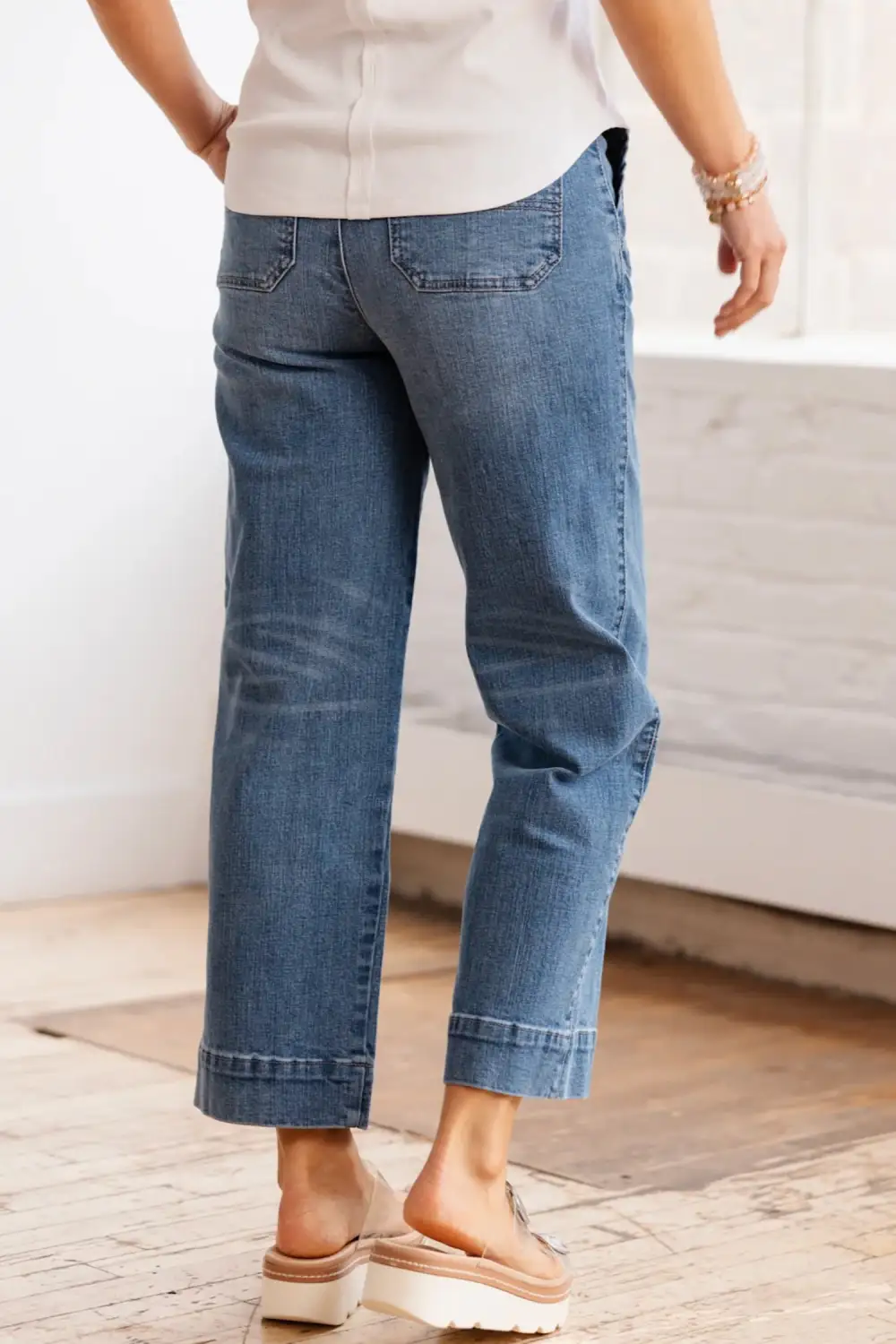 Sharp Straight Leg Denim Jeans