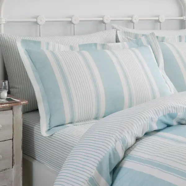 Ruffled Stripe Polycotton Duvet Cover Set