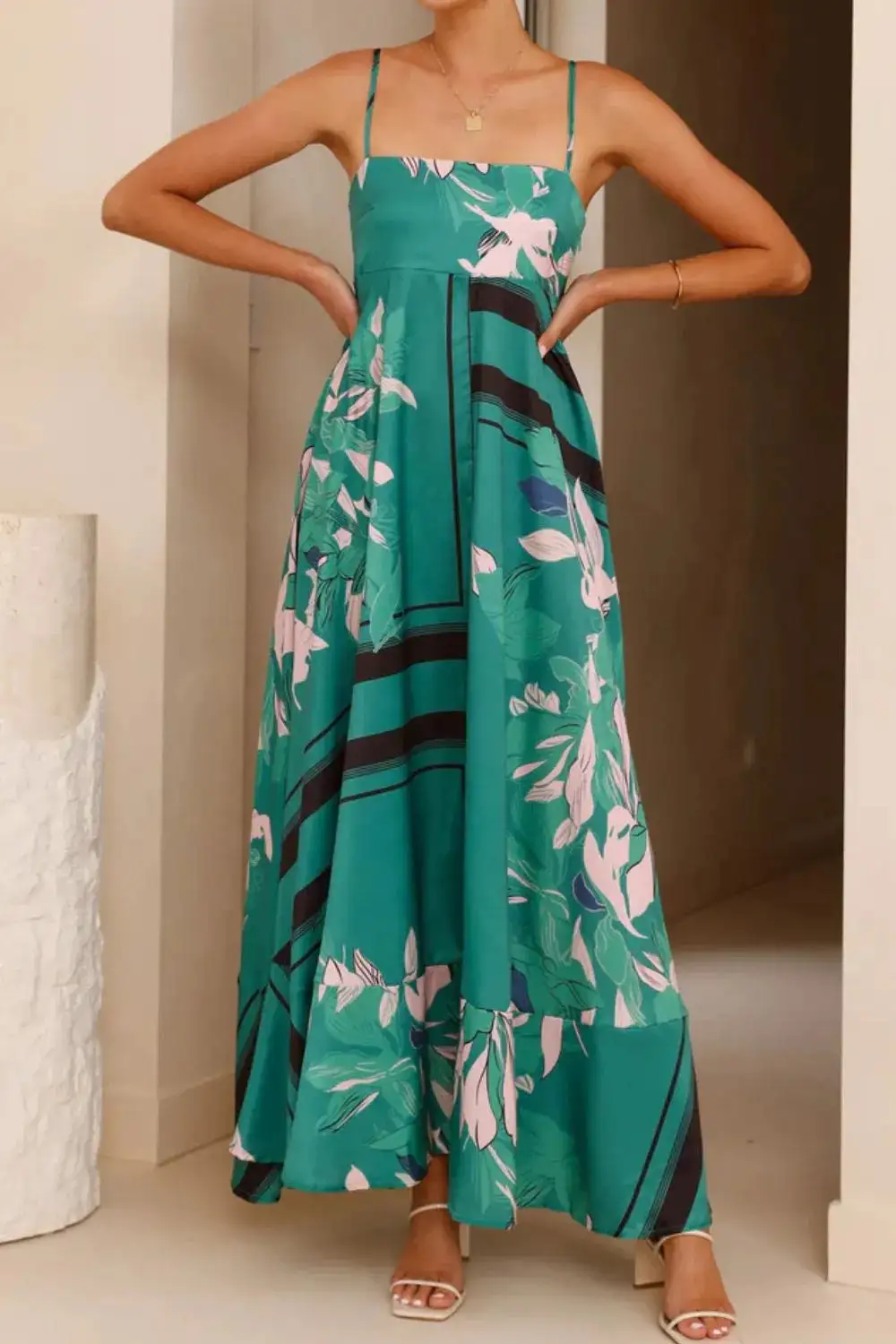 Printed Square Neck Maxi Dress