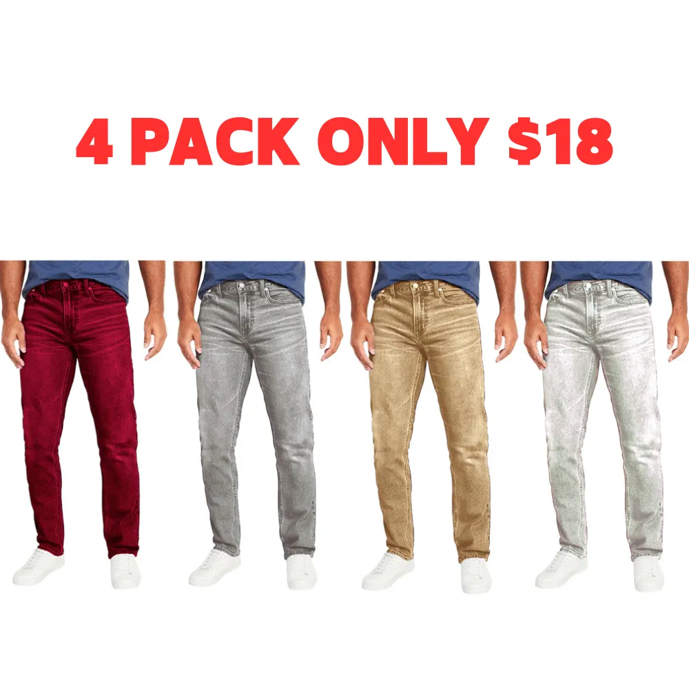Men's Flex Stretch Slim Straight Jeans Classic Denim Menswear