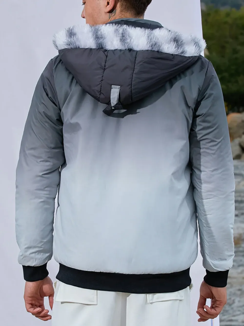 Ombre Effect Hooded Puffer Jacket