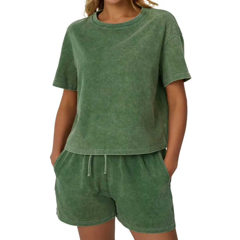 Women's Acid Wash Two-Piece Outfit
