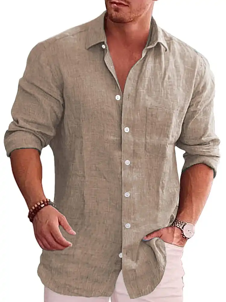 Classic Casual Button Down Cotton Linen Shirt