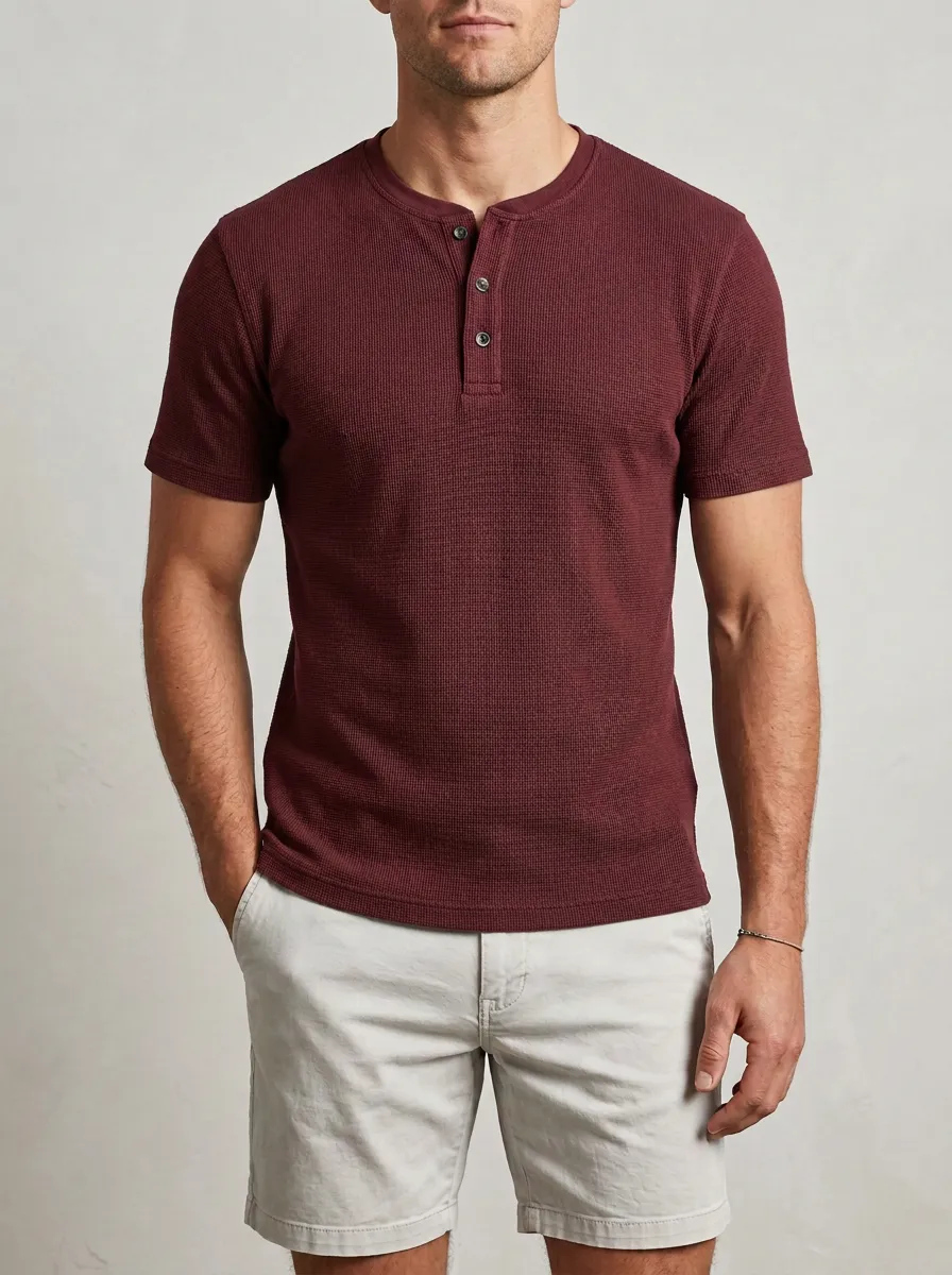 Classic Detailed Men's Short-Sleeve Henley Shirt