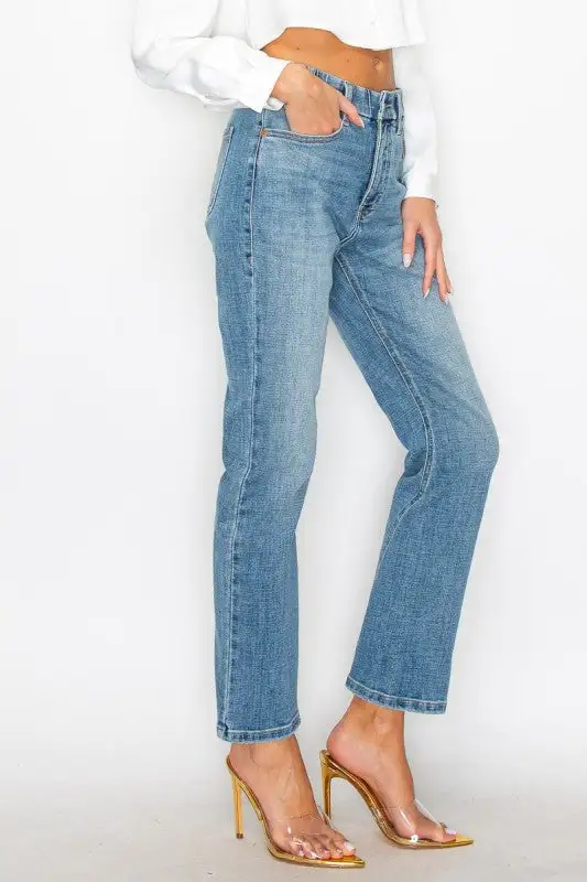 Entryway High Rise Straight Leg Cropped Denim Jeans