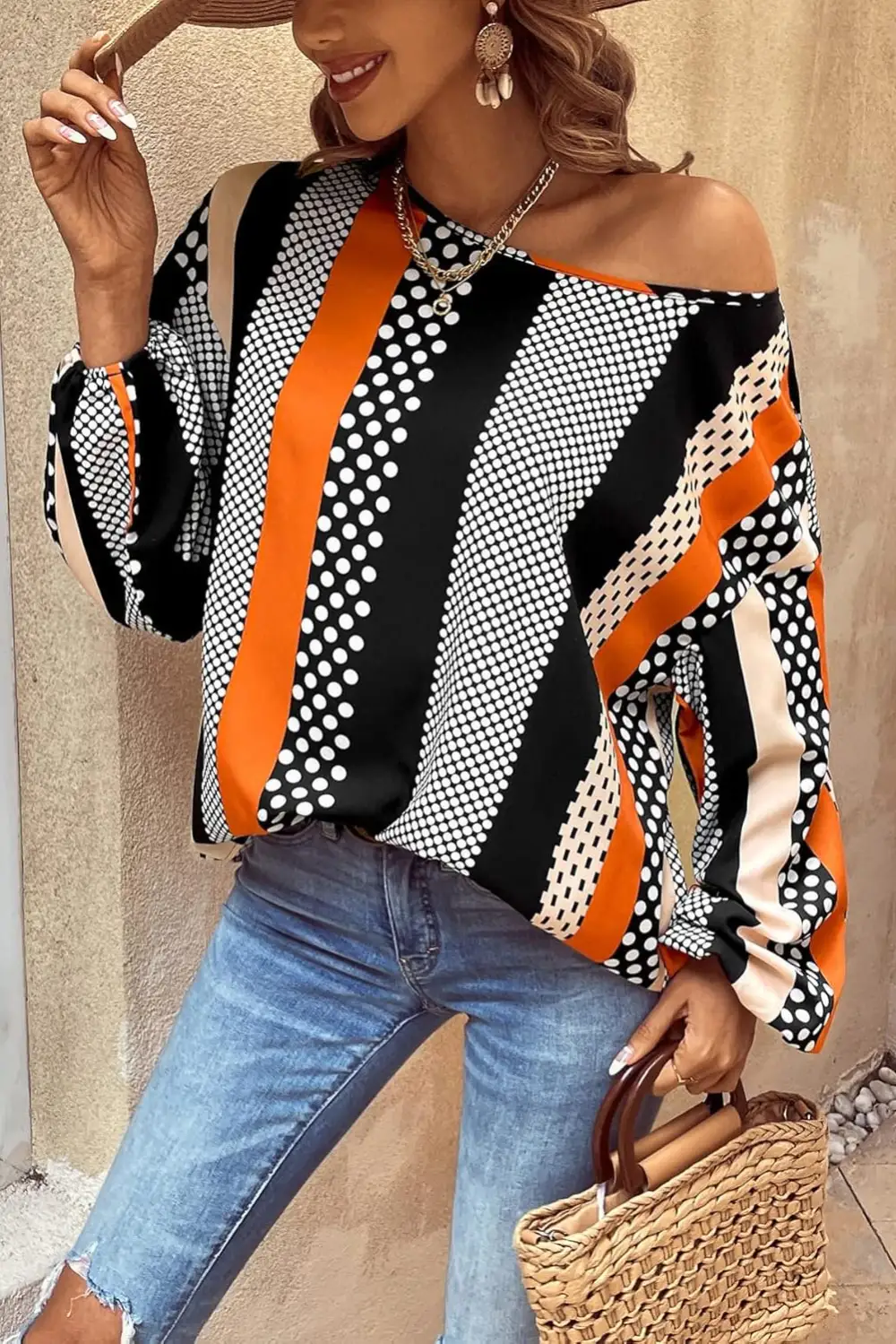 Puff Sleeve Striped Blouse