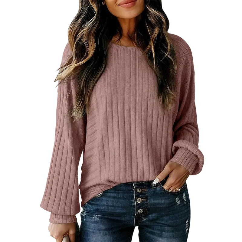 Women's Soft Long Sleeve Crewneck Shirts Fall Casual Loose Fit