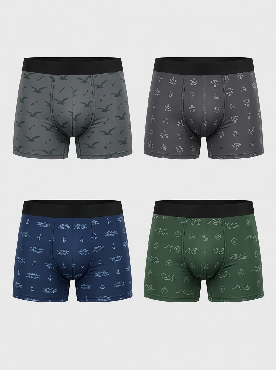 Men's Multicolor Patterned Boxer Briefs 4-Pack