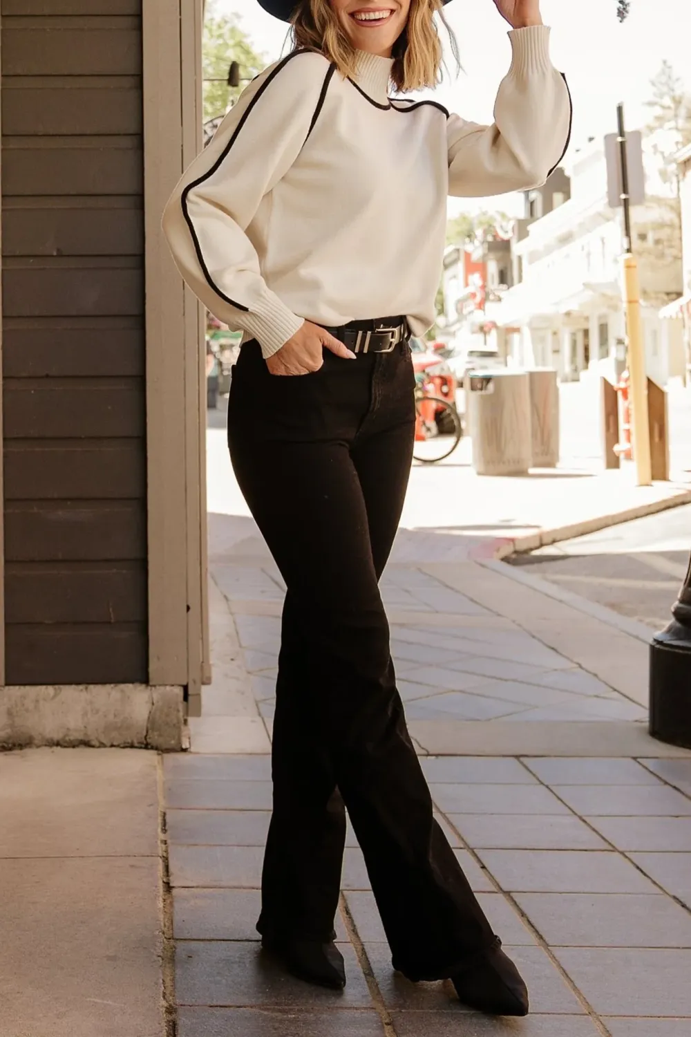 Mature Intellectual Temperament High-Neck Top