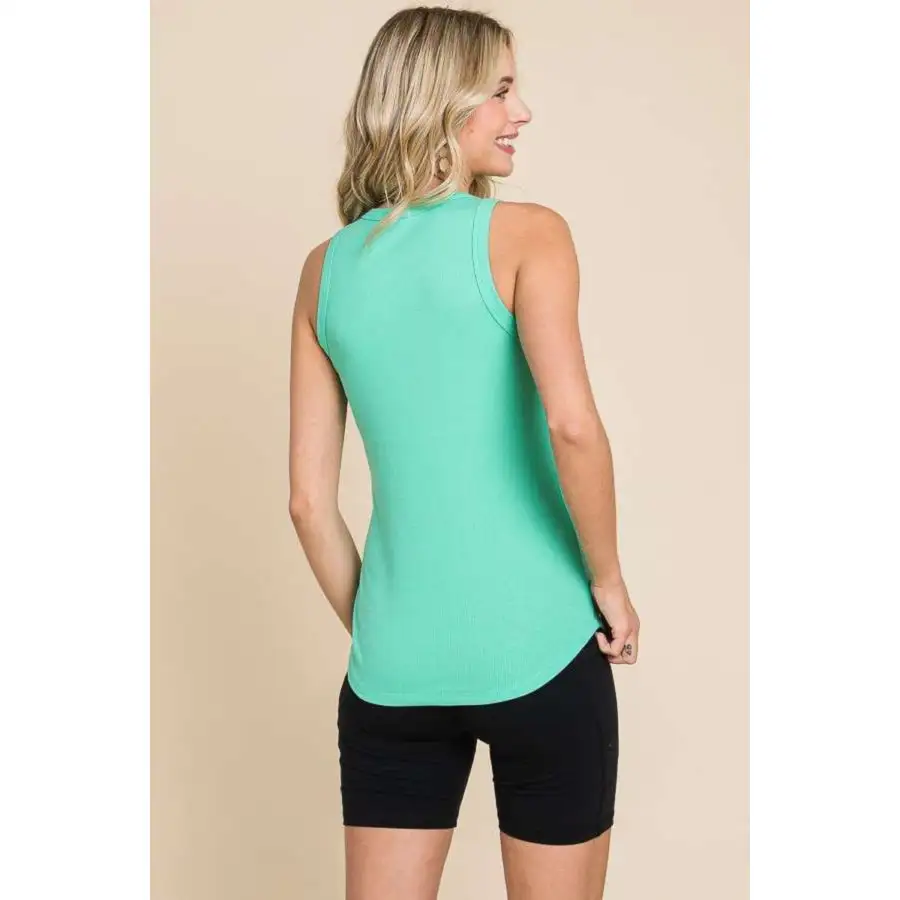 Full Size Ribbed Round Neck Tank