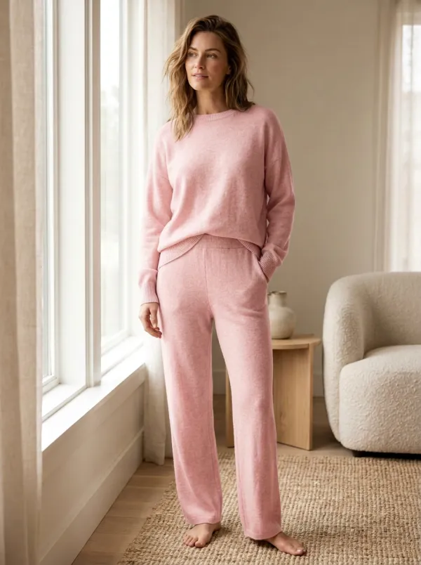 Lightweight-Look Knit Long-Sleeve Lounge Set
