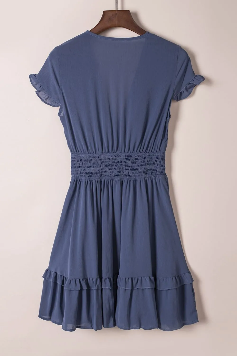 Relaxed Shape V Neck Ruffle Mini Dress