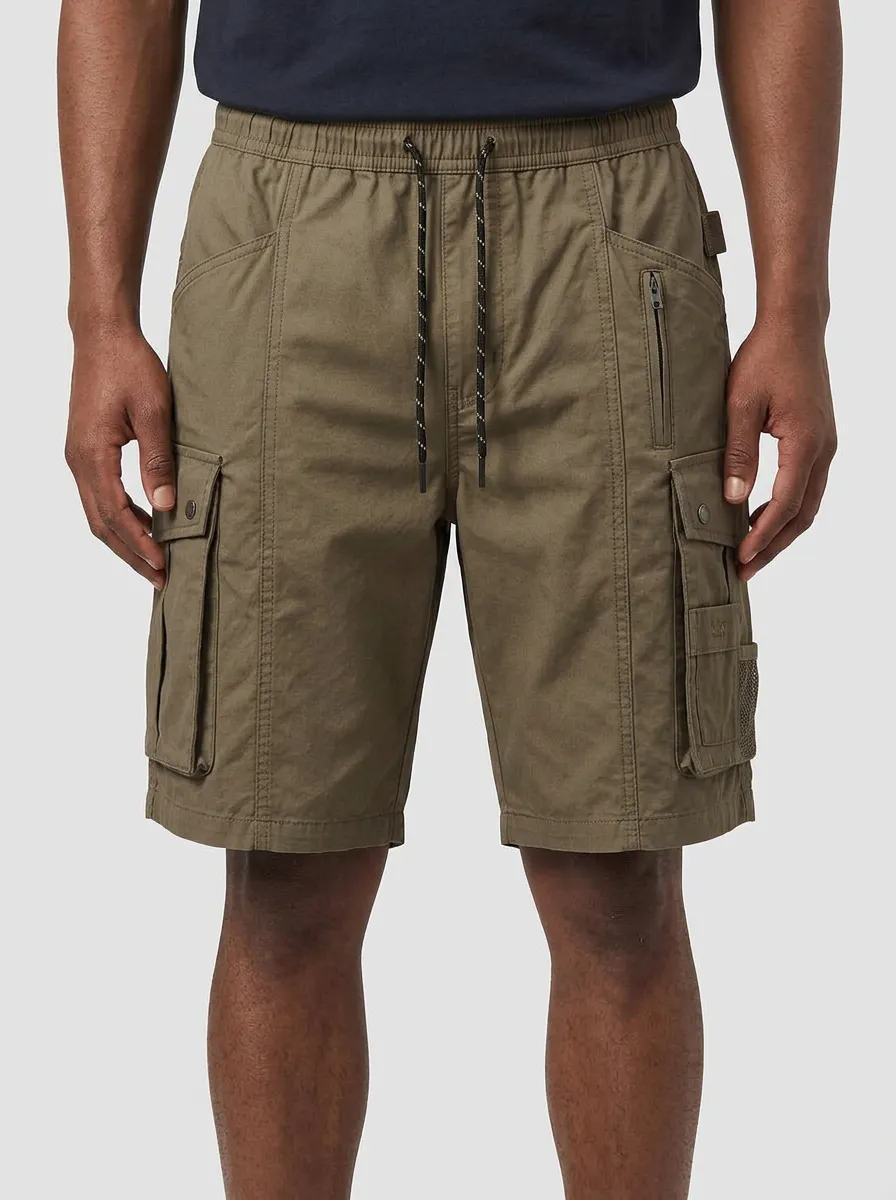 Men's Olive Green Multi-Pocket Tactical Cargo Shorts