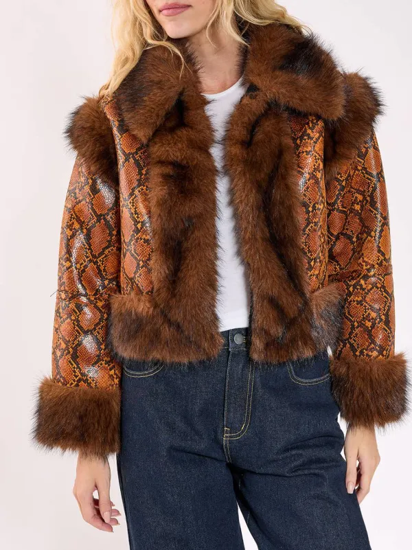 Women's Contrast Plaid Fuzzy Long Coat