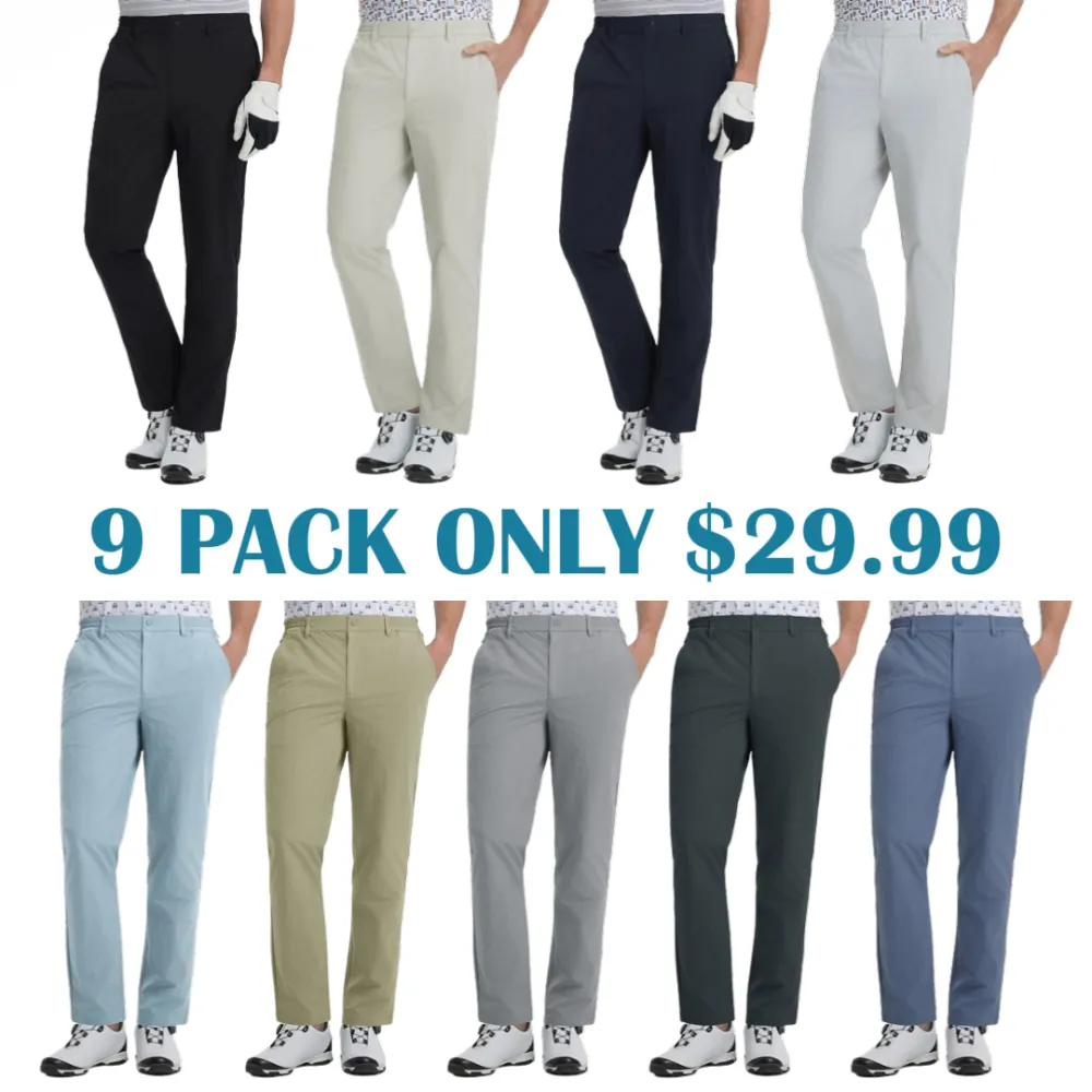Mens Golf Pants 5 Pockets Lightweight - Dry Fit Water-Resistant Stretch Dress Work