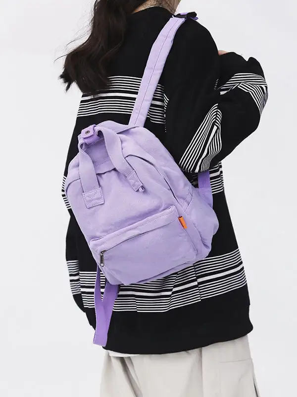 Canvas Zip-Top Casual Backpack