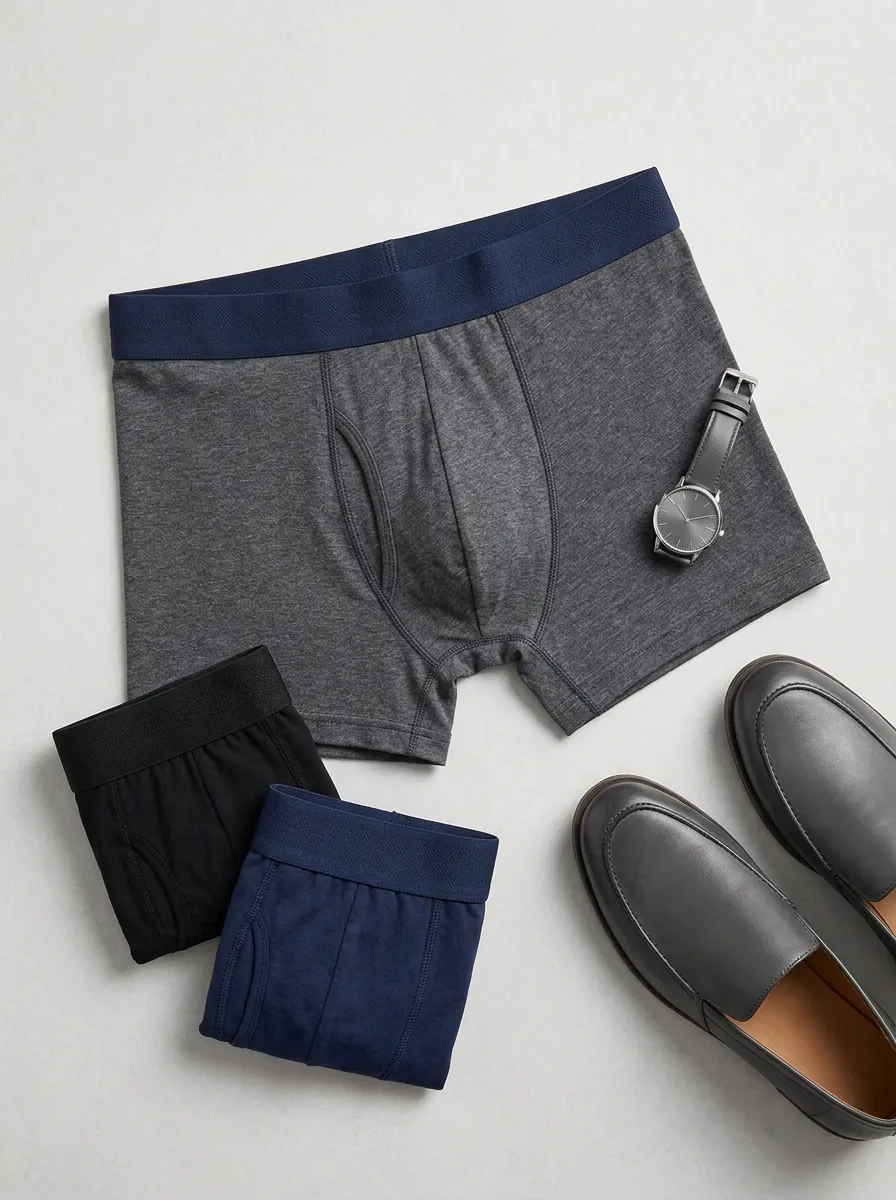 Men's Solid Color Comfortable Cotton Boxer Briefs