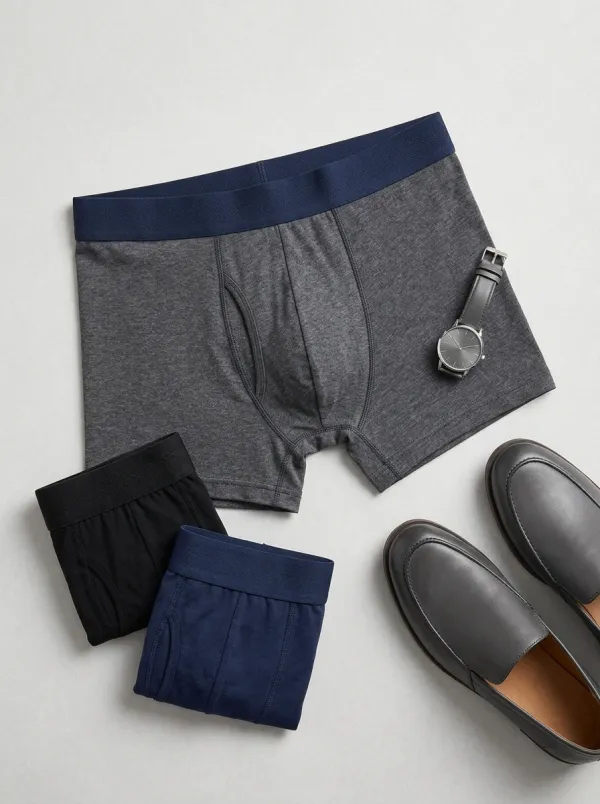 Men's Solid Color Comfortable Cotton Boxer Briefs