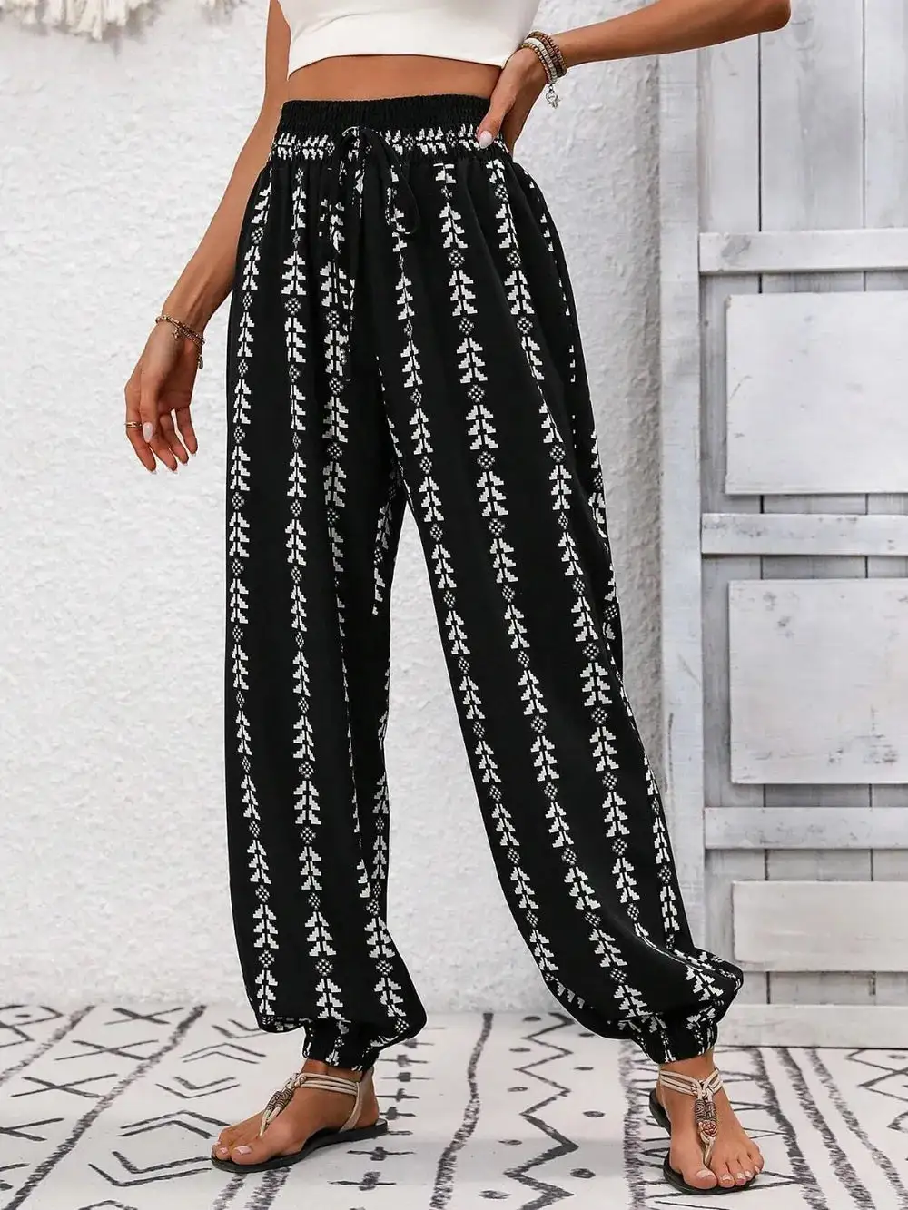 Flowy Tie Waist Tie Detail Pants