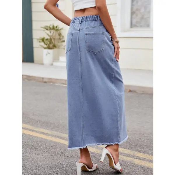 Slit Asymmetrical Waist Denim Skirt