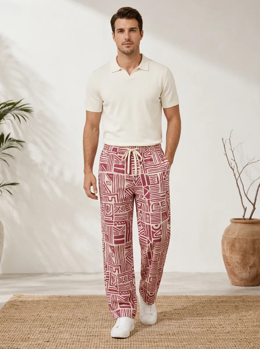Men's Graphic Printed Geometric Pants