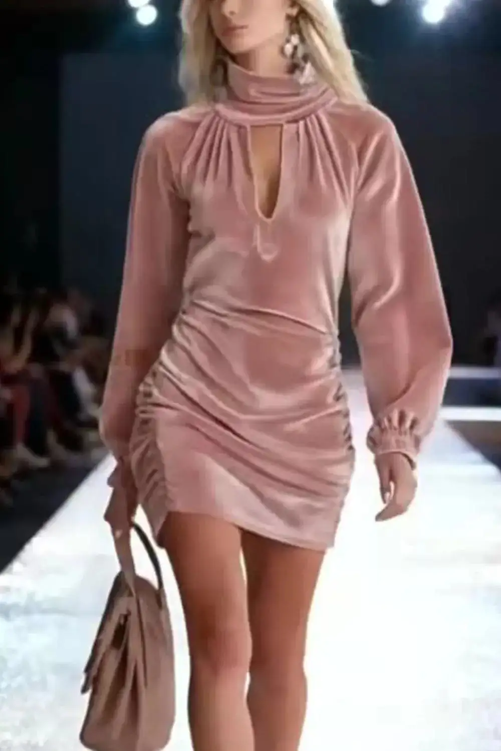 Velvet Ruched Mini Dress
