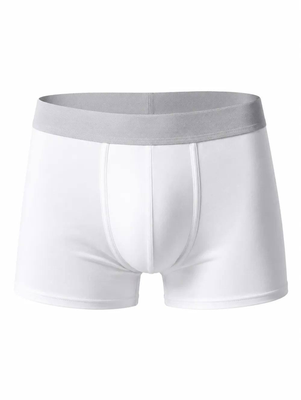 Men's Minimalist Solid White Grey Waistband Boxer Briefs