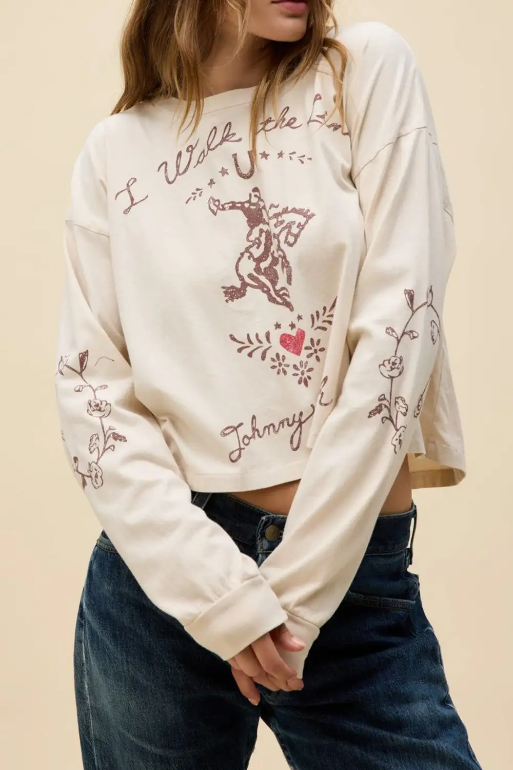 Ribbed Boxy Relaxed Long Sleeve Tee