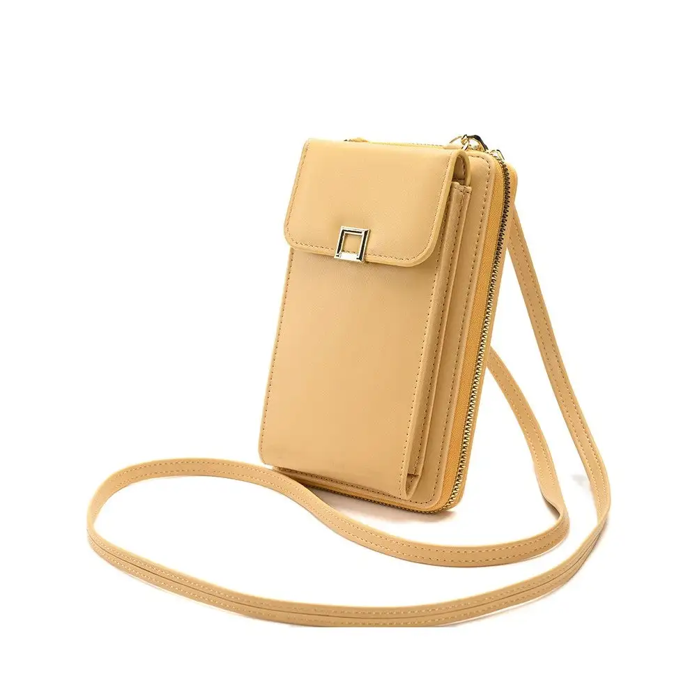 Solid Pu Leather Multifunctional Purse Mobile Phone One Shoulder