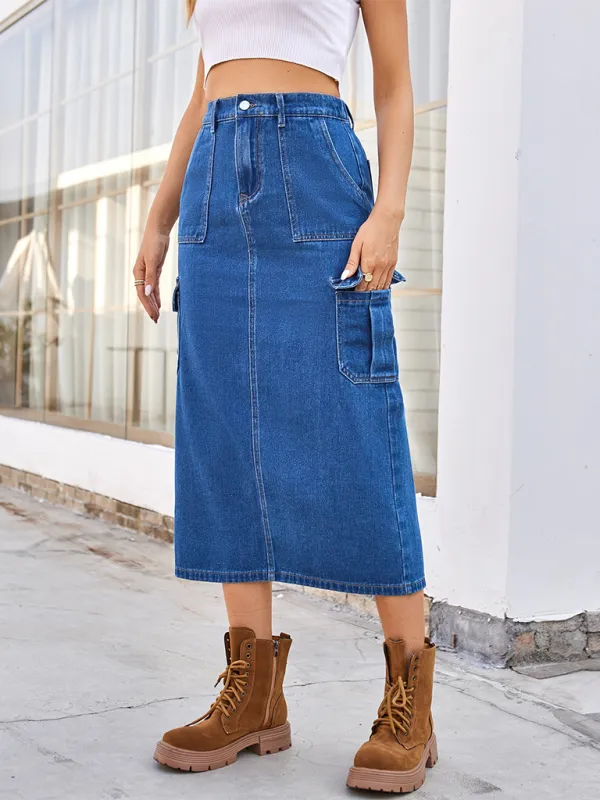Denim Pocket Detail Skirt