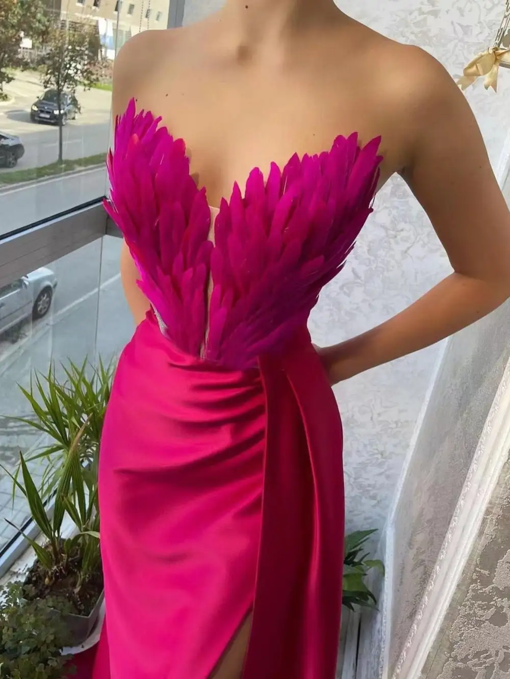 Drape Slit Maxi Dress