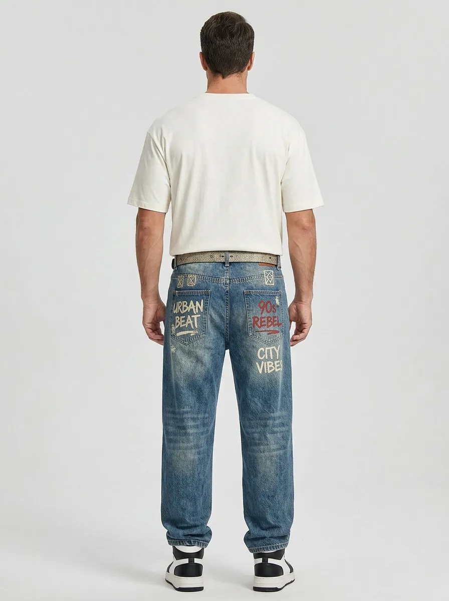 Men's Street Inspired Streetwear Graffiti Jeans