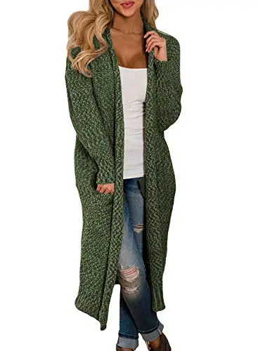 Womens Solid Casual Cozy Knit Open Front Long Cardigan Sweater