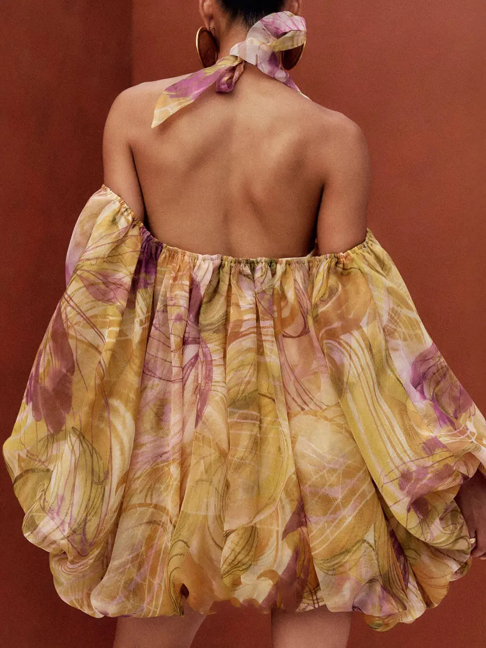 Print Halter Neck Off Shoulder Mini Dress