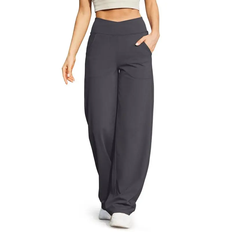 Women’s High-Waist Wide-Leg Yoga Pants – Petite to Tall with Pockets