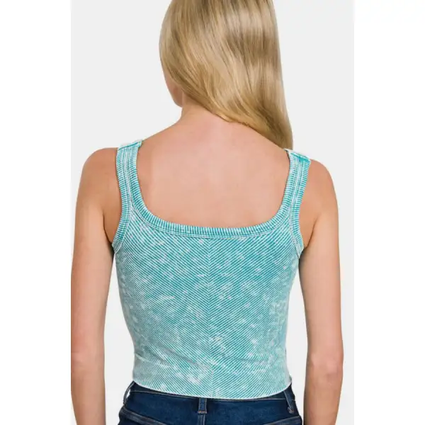 Relaxed Washed Ribbed Scoop Neck Wide Strap Tank