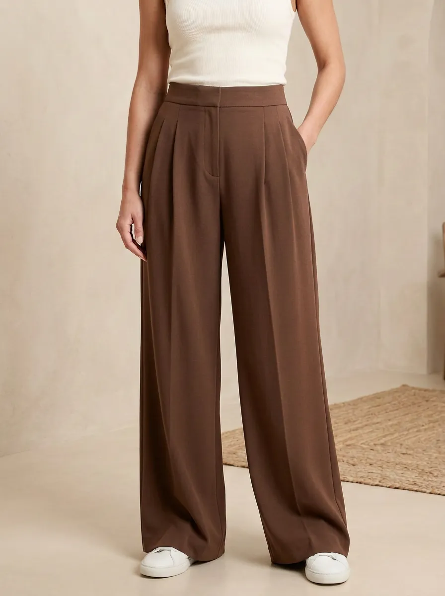 Women’s Plaid Print Wide Leg Casual Pants